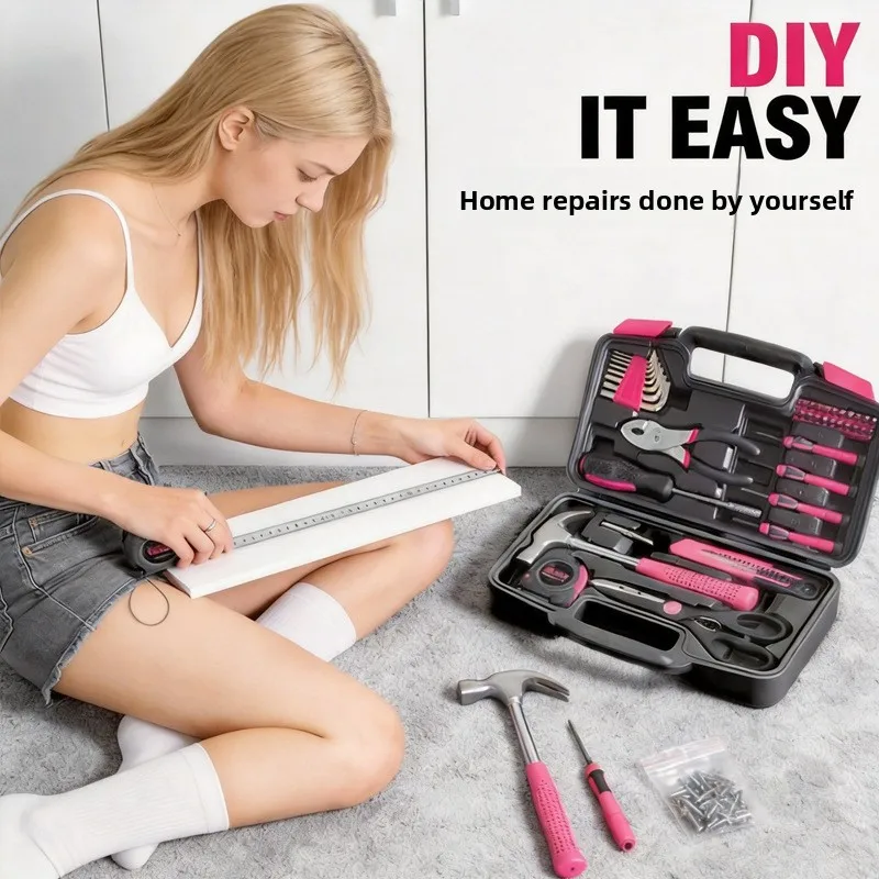 Pink fashion home use24Set of hardware tools daily maintenance and manual repairs