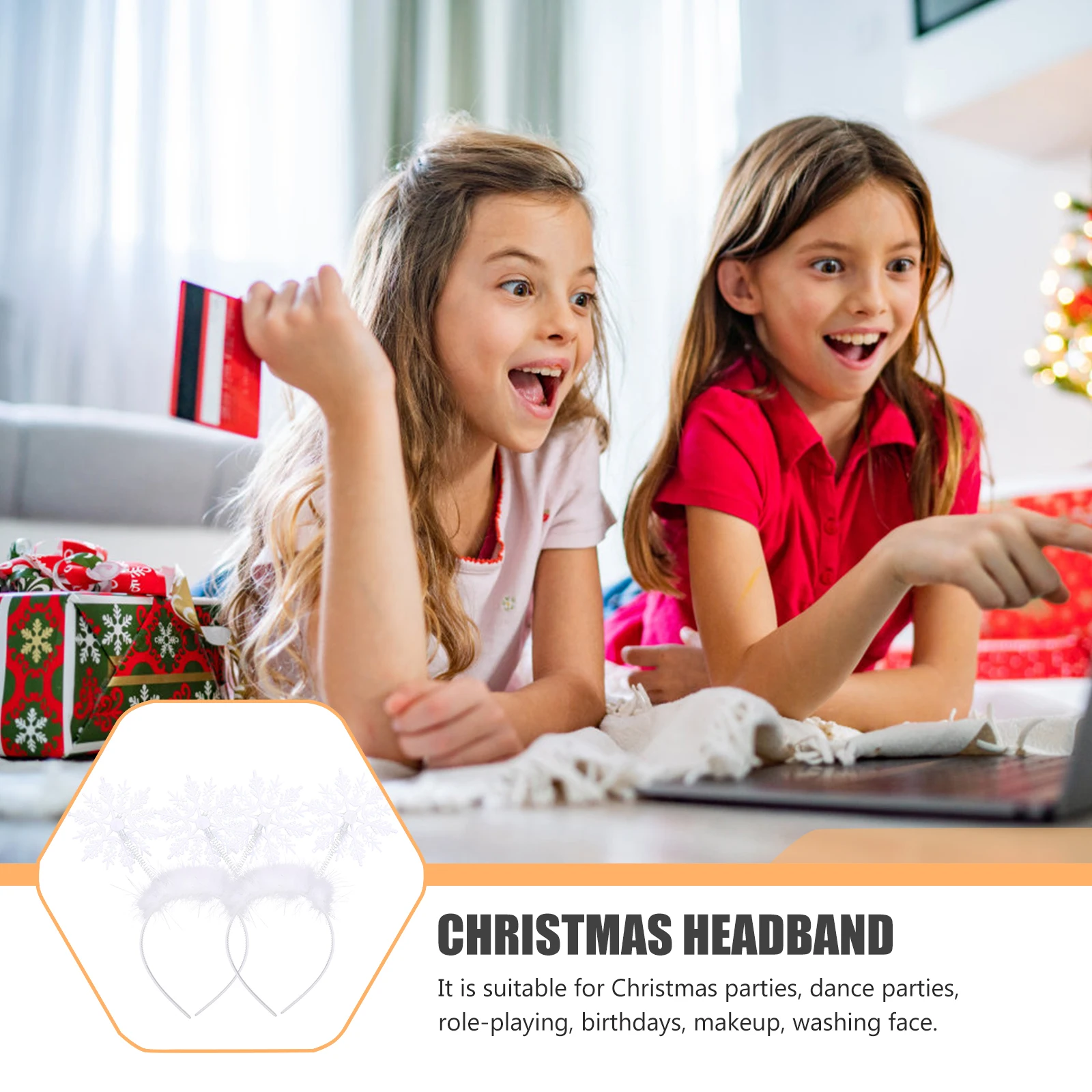 

2Pcs Christmas Snowflake Hair Hoops Delicate Costume Prop Perfect for Holiday Celebrations Xmas Hair Hoops Party Headdress