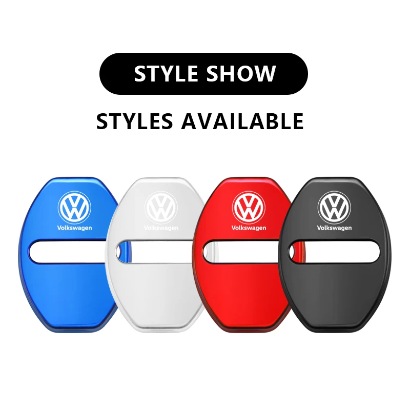 금속 자동차 문짝 잠금 커버 보호 버클 커버 스티커, 폭스바겐 VW 골프 4 MK4 GTI 폴로 시로코 티구안 제타 Mk6 용, 4 개