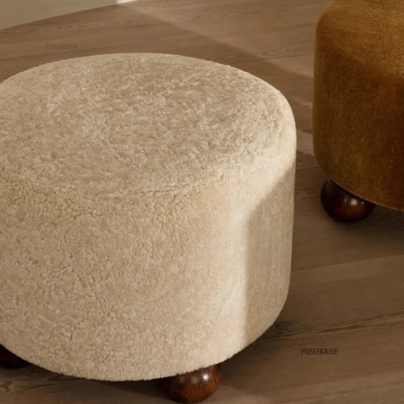 القرون الوسطى كريم صوف الضأن منخفضة العثمانيين الفرنسية حذاء قماش تغيير البراز مصمم المنزل أريكة البراز غرفة نوم خلع الملابس البراز #5