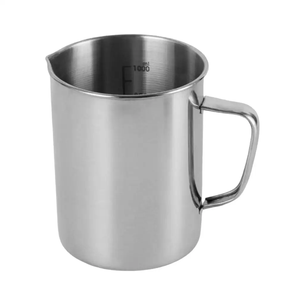 Stainless Steel Measuring Cup,Milk Frothing Pitcher,with Handle,Large Capacity Container Kitchen Mixing Pitcher for Latte Art