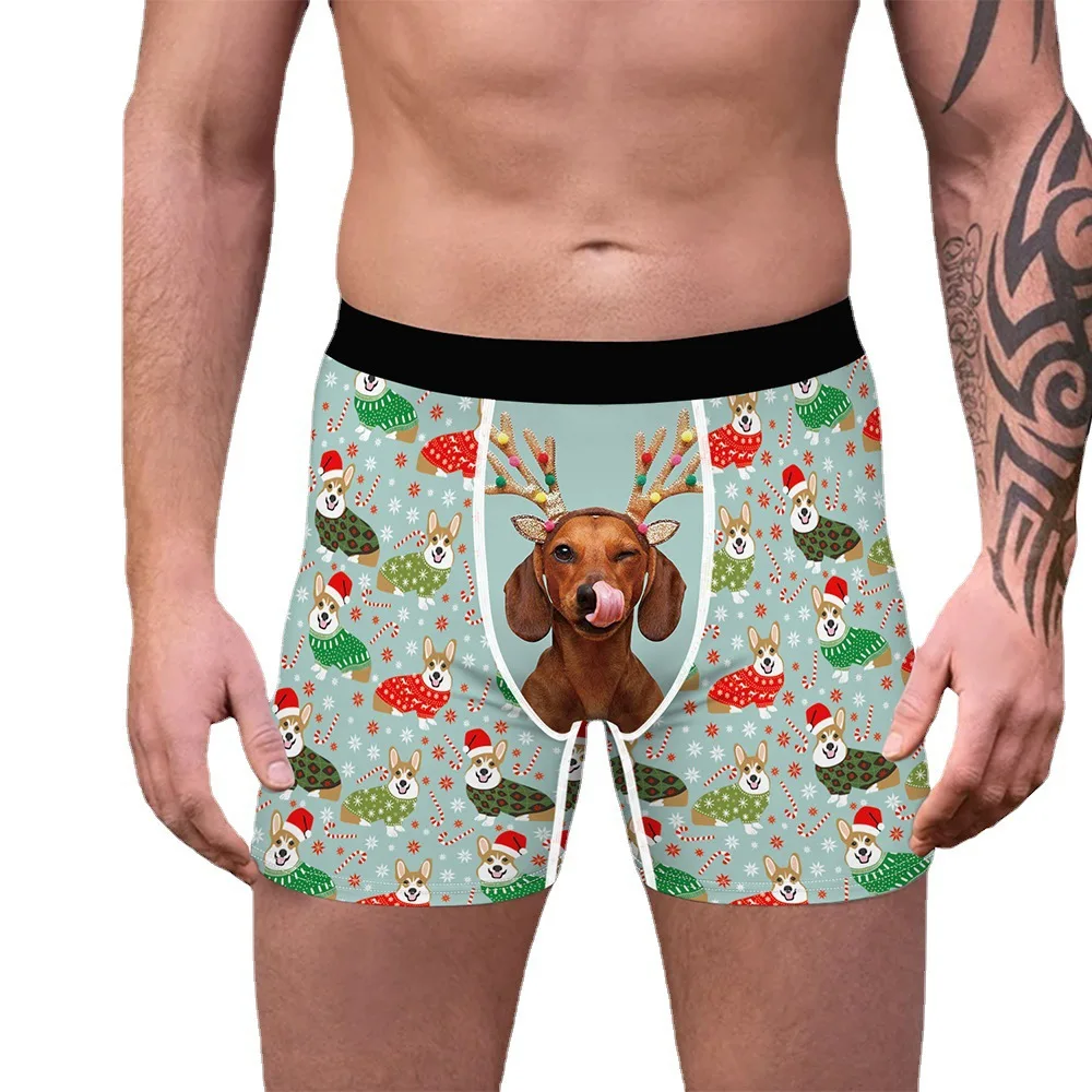 

Sexy Men Underwear Boxer Christmas Puppy Panties Underpants Male Boxershorts Plus Size Boxer Briefs Breathable Boxer Briefs