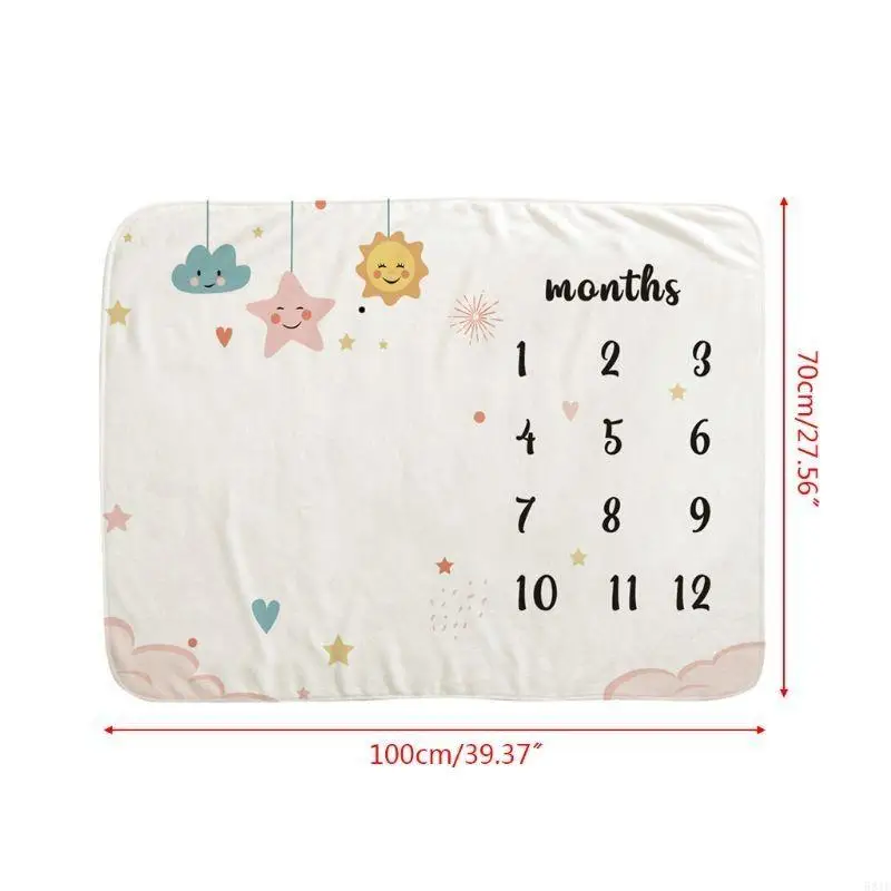 581F Baby Monthly Record Growth Milestone Blanket Cloud Star Patten Photography Props