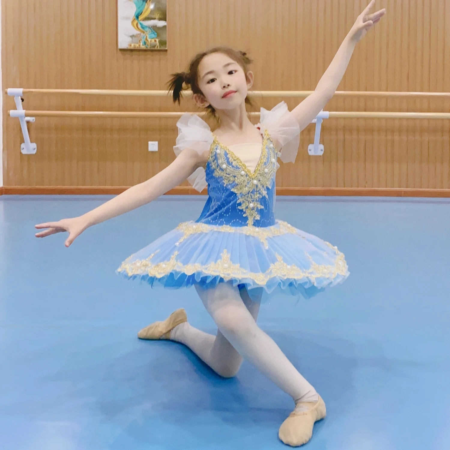 Professional Ballet Tutu Girl Kids Child Blue White Swan Lake Pancake Princess BALLERINA Party Dress Ballet Dance Costume