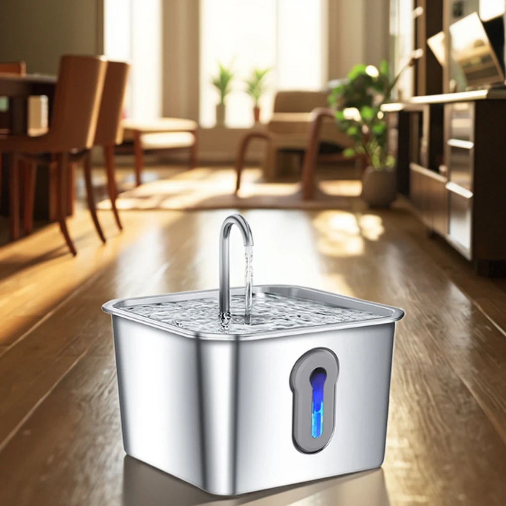 

Automatic Stainless Steel Pet Water Dispenser with Water Circulation Filter Healthy Living Easy Use for Cats Dogs Rabbits