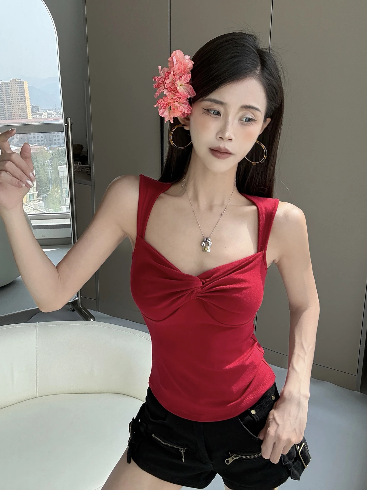 MianCun Handmade Knot Vest Multi-Piece Basic Slim Fit Sleeveless Top in Various Colors Versatile Fashionable Women's Wear