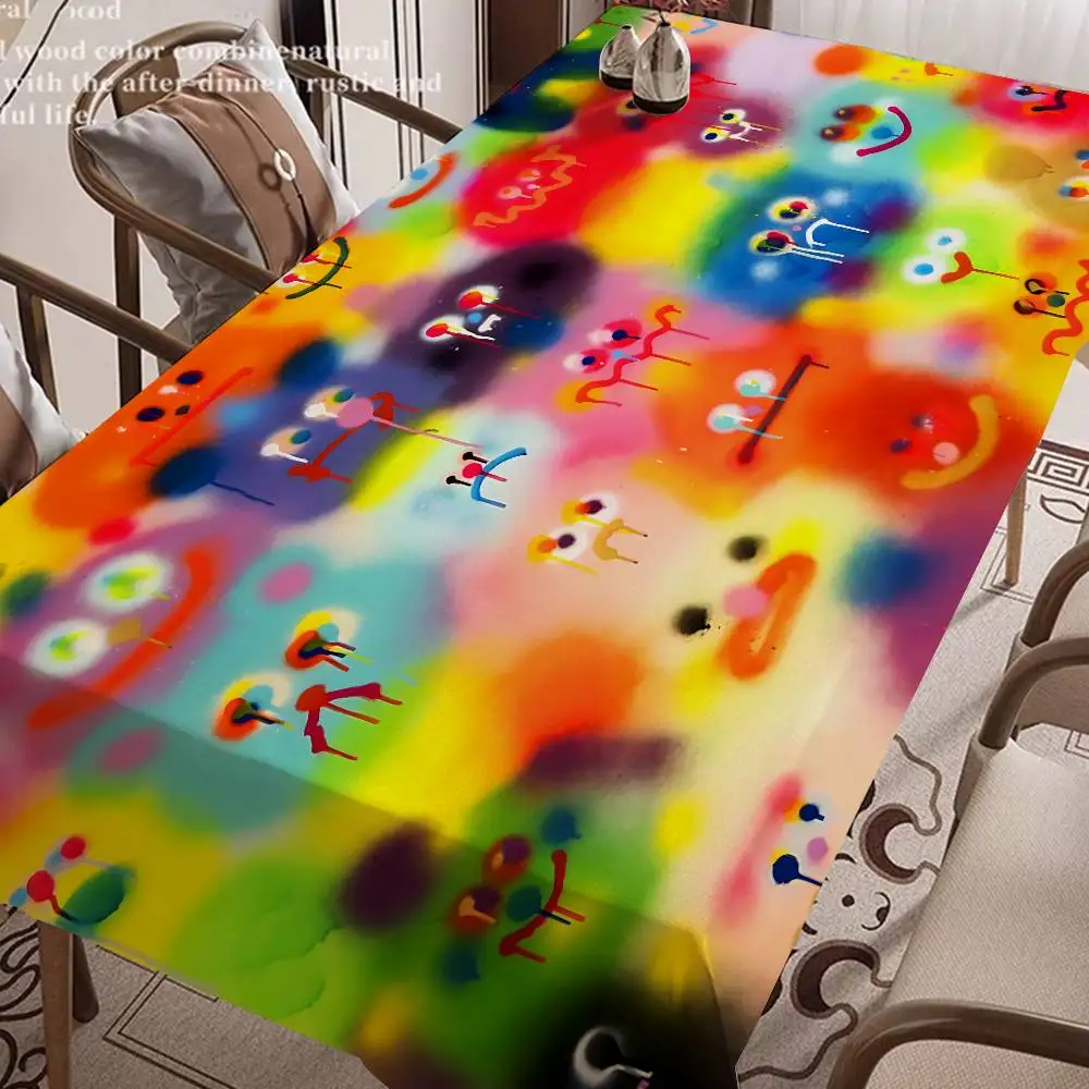 Trendy Graffiti Art J-Jon B-Burgerman Table Cloth Rectangular Stain Tablecloth Oilcloth Mantel Mesa Impermeable Decoration