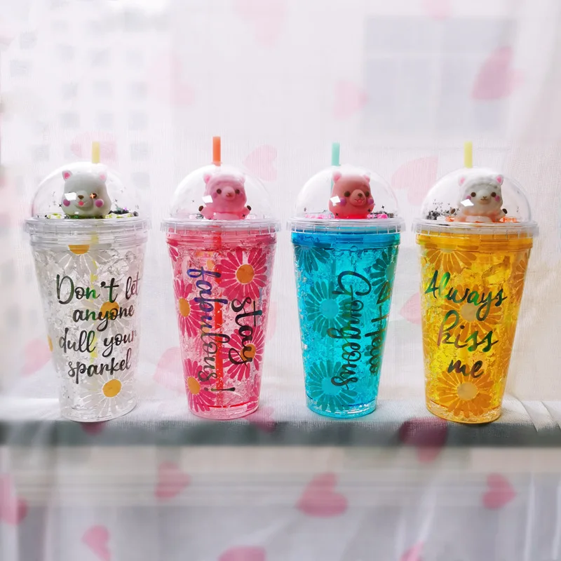 NEW 450ML Alpaca Ice Cup Fashion Color Straw Water Mug Large Capacity Fruit Juice Drink Smoothie Cups Student Summer Gift Drink