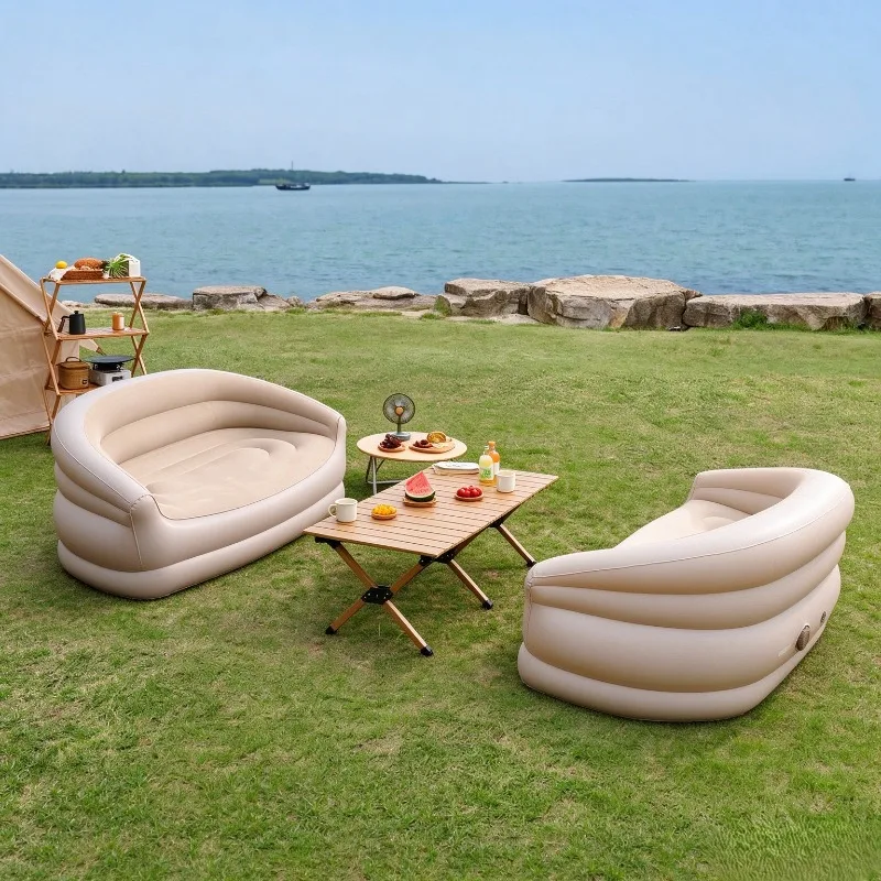 Inflatable sofa music festival essential automatic outdoor camping lazy double air mattress portable