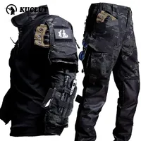 spring Mens Tactics Sets Outdoor Train Quick-drying Breathable Mesh Sports Shirt+multi Pocket Work Pants Camouflage 2-piece Set