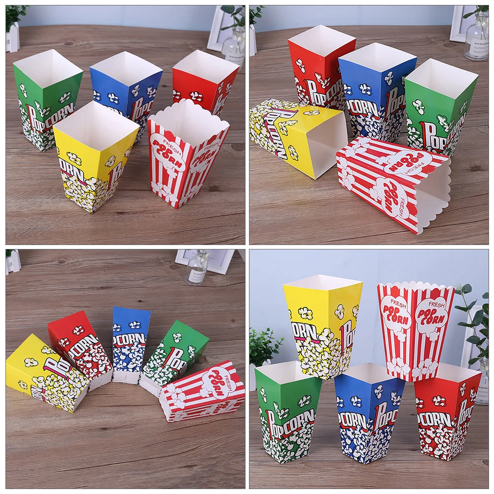 

100pcs Disposable Folding Popcorn Snack Storage Wrapping Paper Packing Baking Boxes Treats Environmentally Friendly