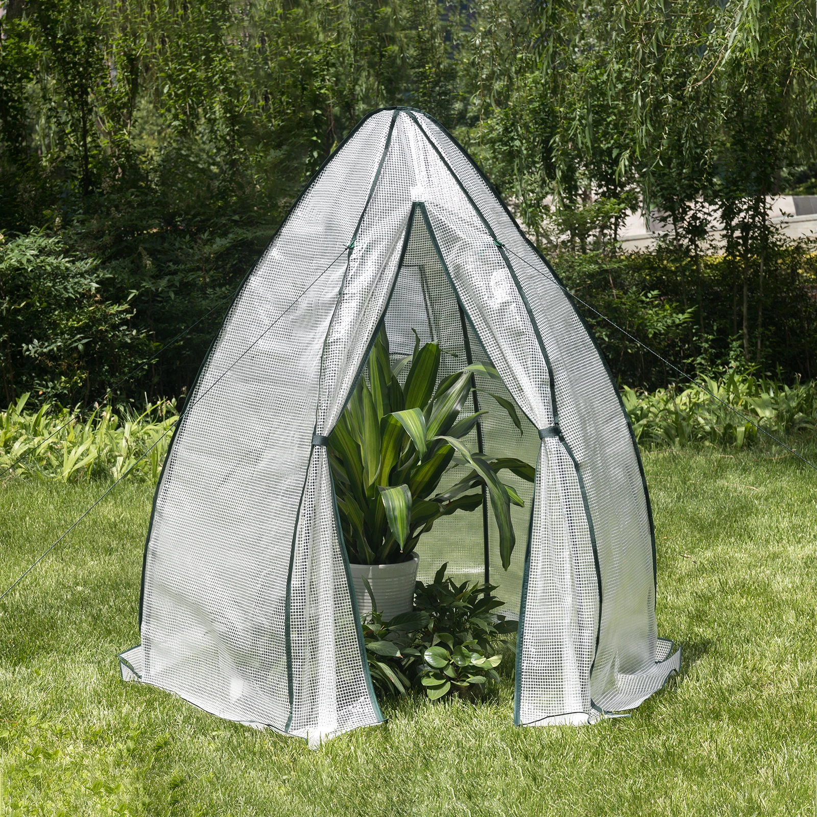 WOLTU Garten-Gewächshaus aus PE, halbtransparent, für Tomaten, Winterschutz, wetterfest, vielseitig einsetzbar, für Pflanzen im Freien, Blumenzelt