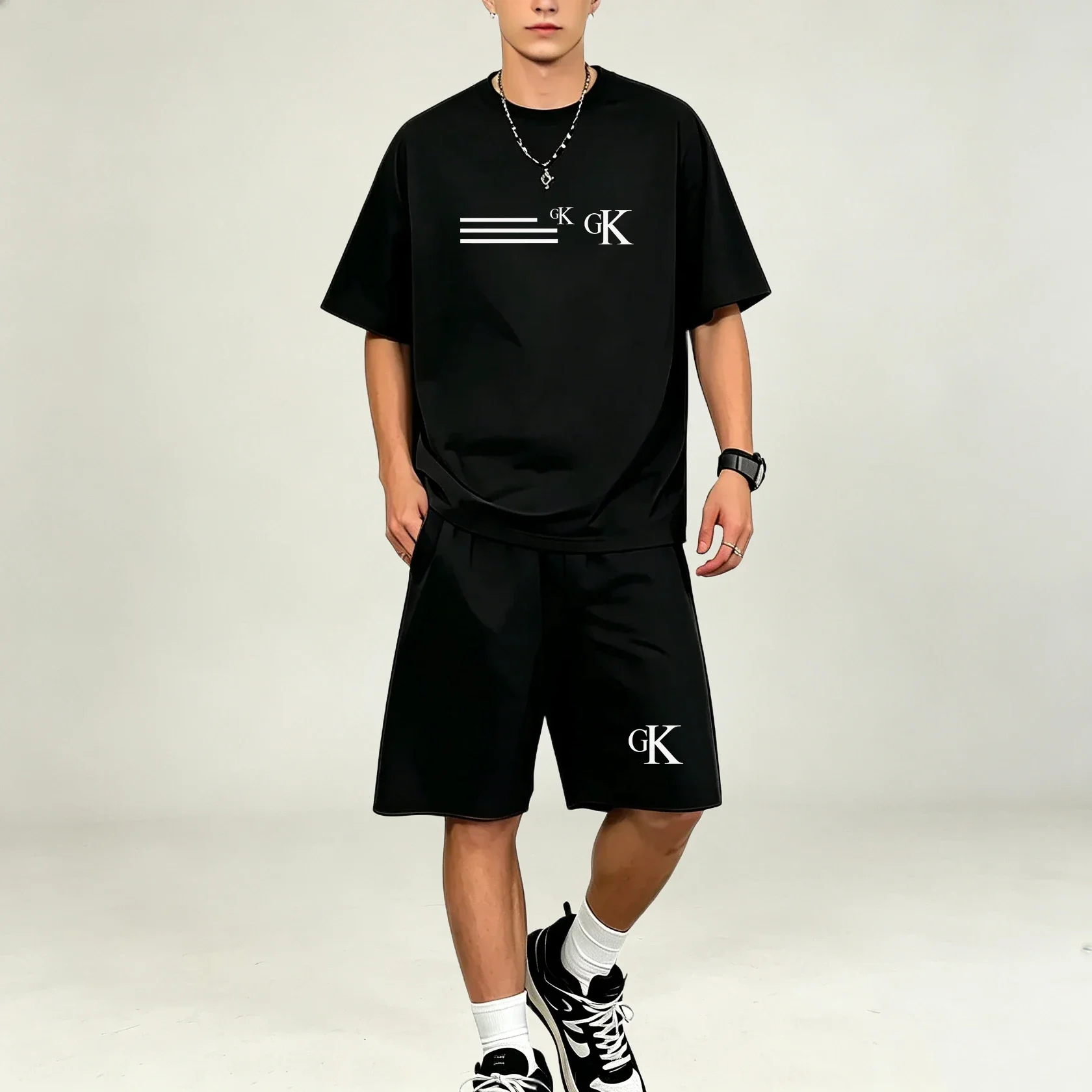 Summer Men TShirts Sets Quick Dry Breathable Light Sportswear Short Sleeve Top Pocket Elastic Shorts Outdoor Cycling Leisure Set view 2