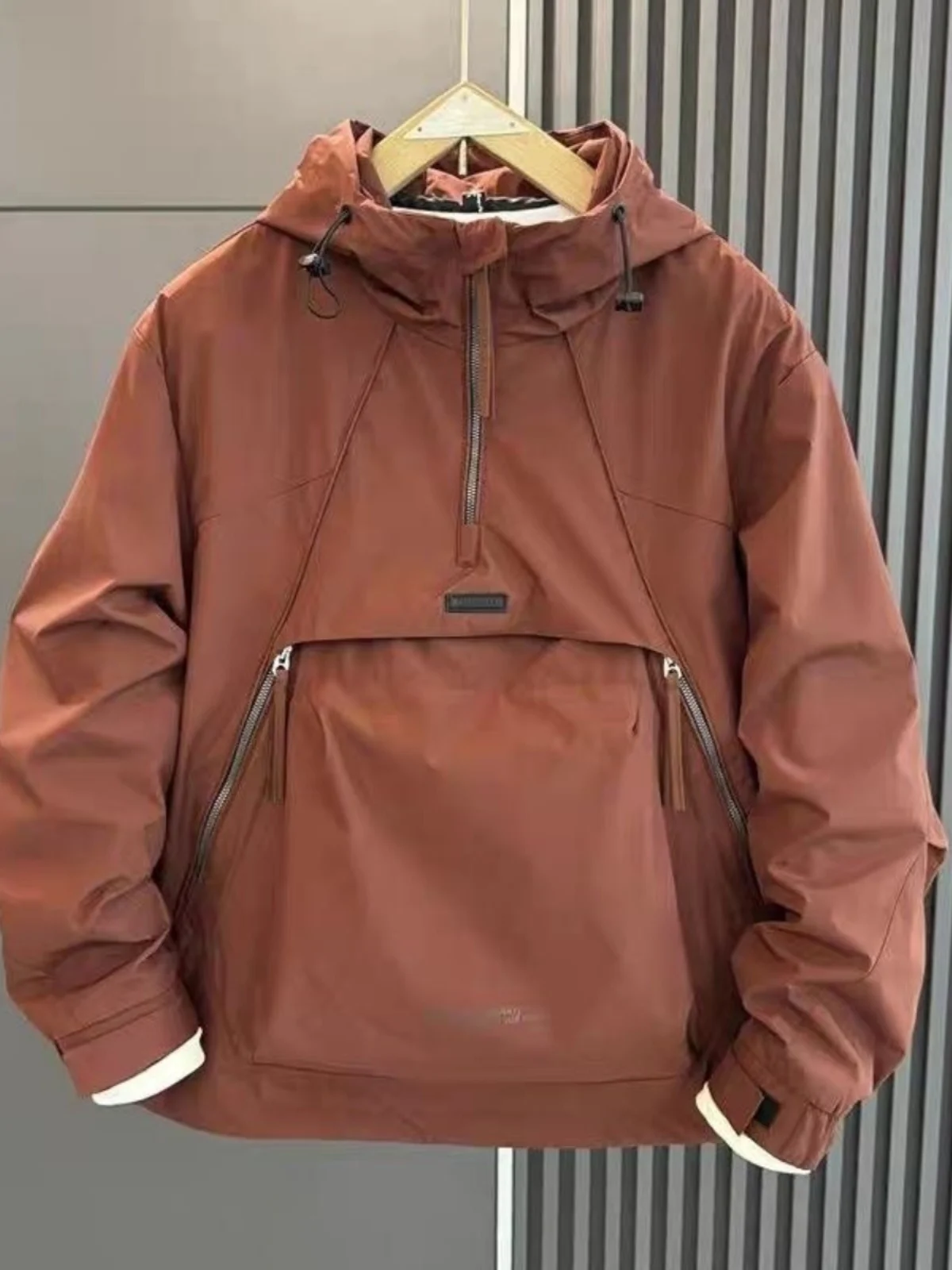 

Повседневная куртка с капюшоном, мужская весенне-осенняя рабочая одежда на молнии, пальто большого цвета, модная молодежная ветровка, верхняя одежда