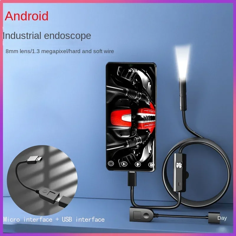 USB HD mobile phone endoscope 7mm lens industrial peephole pipe IP67 waterproof camera 130W/480P auto repair endoscope