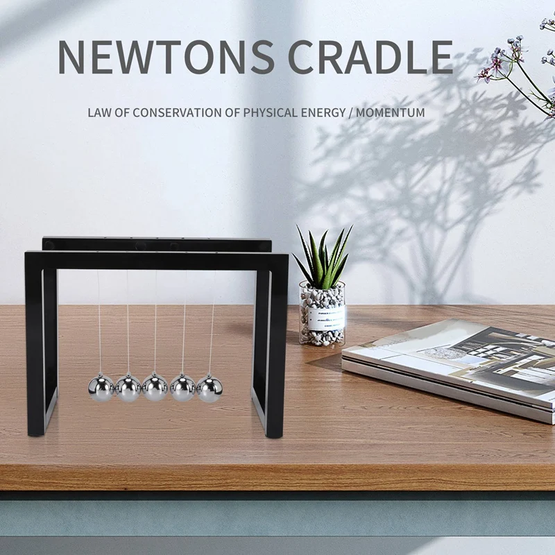 Newton Balls Cradle Balance Ball Newtons Pendulum Ornaments Home Decorations Desk Decoraction Toy Gift Black