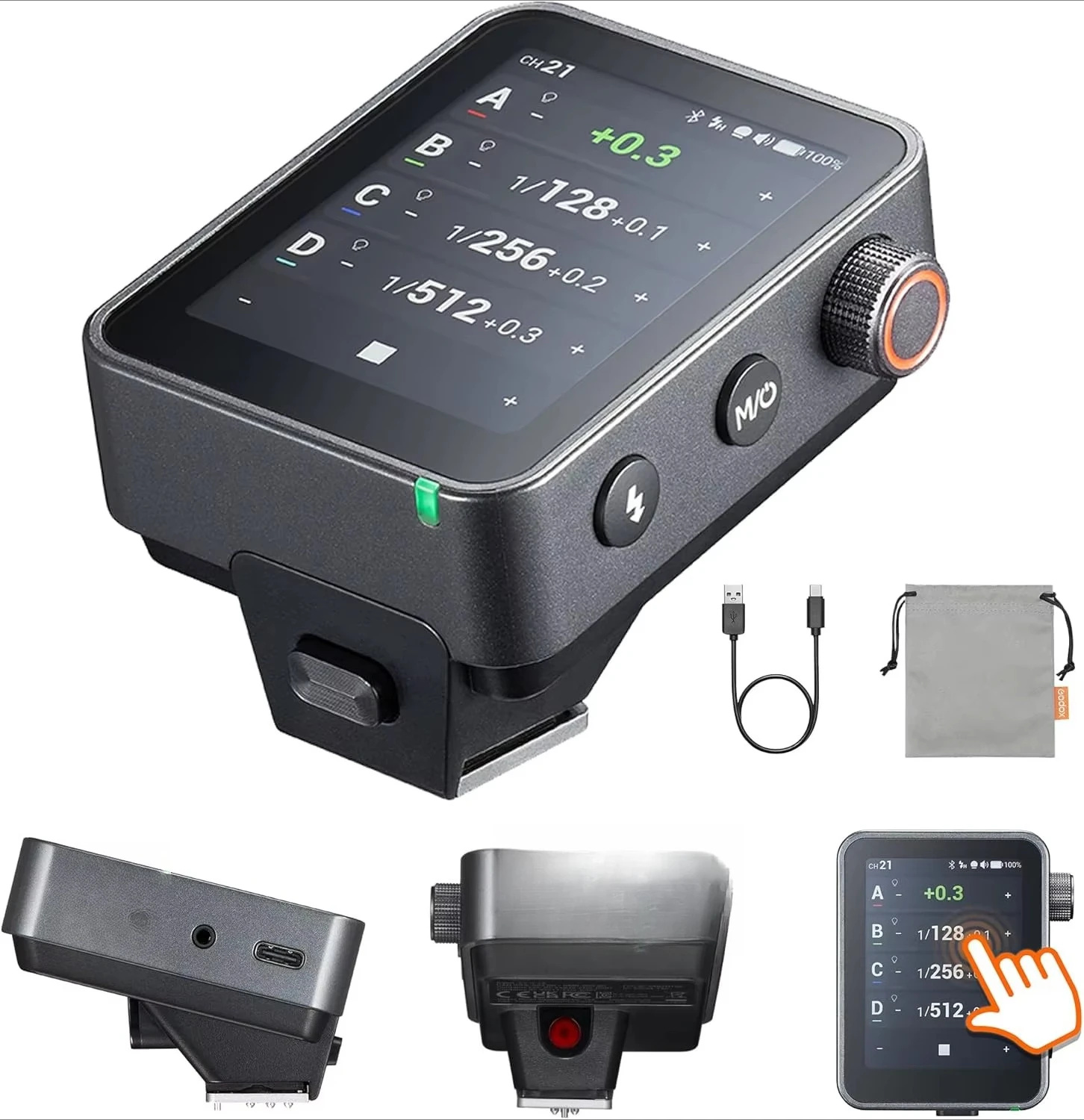X3 Pro C X3 Pro Camera Wireless Flash Trigger/2.4GHz LCD Touch Screen Flash Transmitter with Built-in Lithium