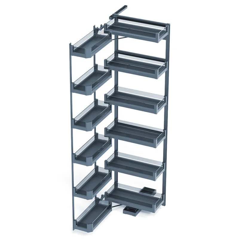 Practical Kitchen High Cabinet Food Storage Rack Glass Type Aluminum Alloy Basket Drawers Type Storage Pull Basket