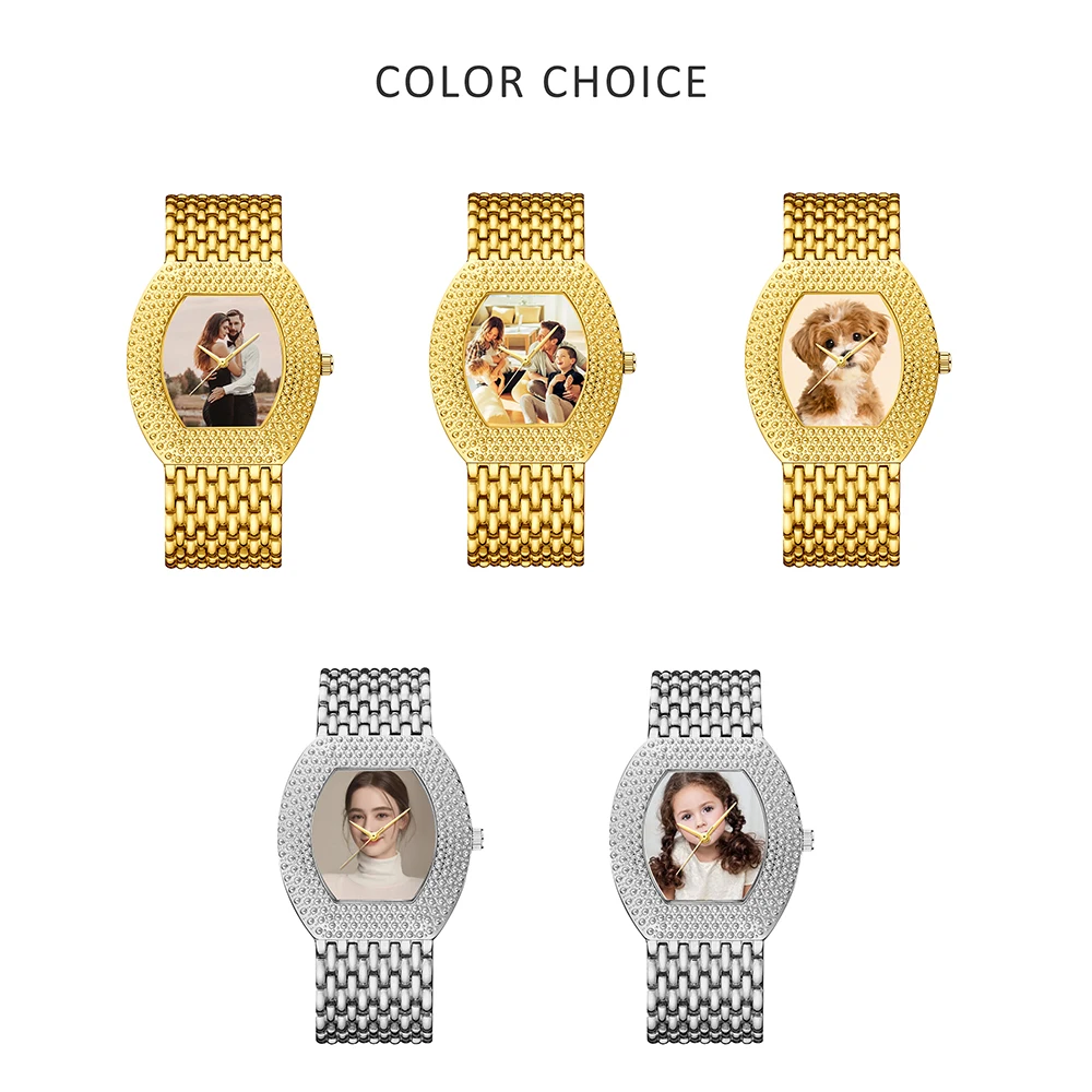 Um relógio personalizável em forma de barril. Você pode personalizar com um logotipo da empresa, família ou fotos de animais de estimação. Compre com um presente requintado p