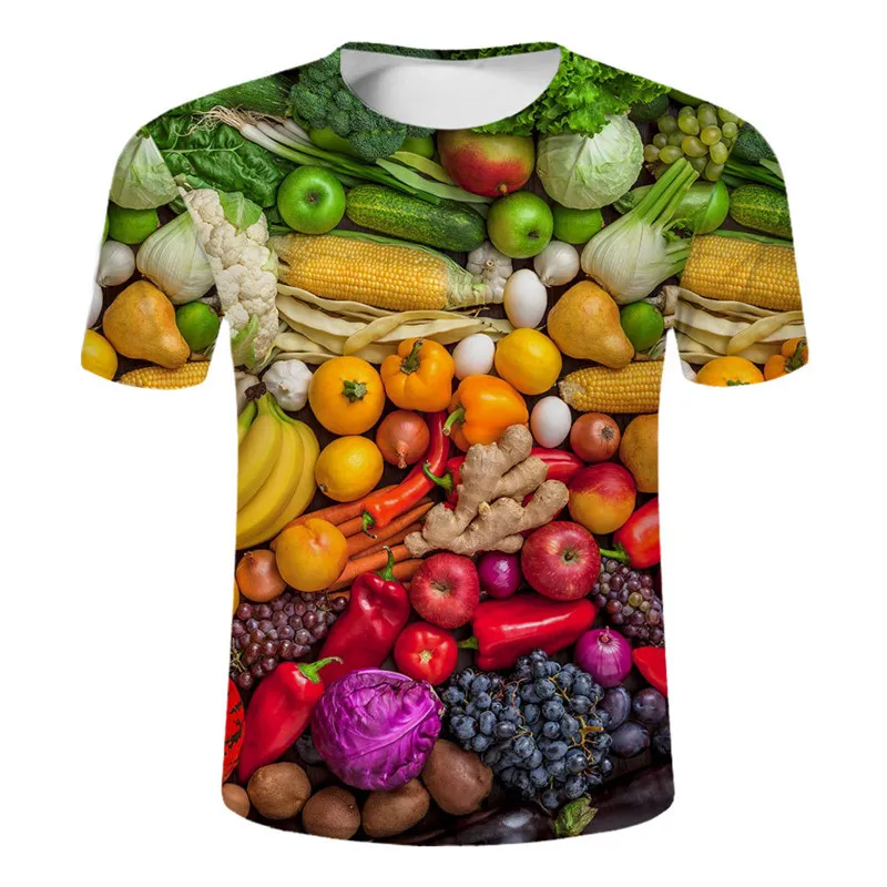 Summer Fashion Personality Fruit and Vegetable graphic t shirts For Men Trend Casual Fun harajuku Printed O-neck Short Sleeve