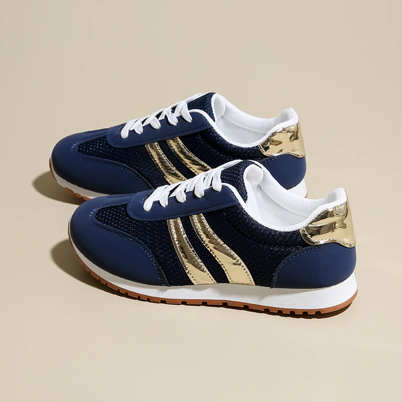 New Woman Trend Casual Sneakers Comfortable Lace Up Flats Tennis Shoe Breathable Walking Jogging Shoe Zapatillas De Mujer