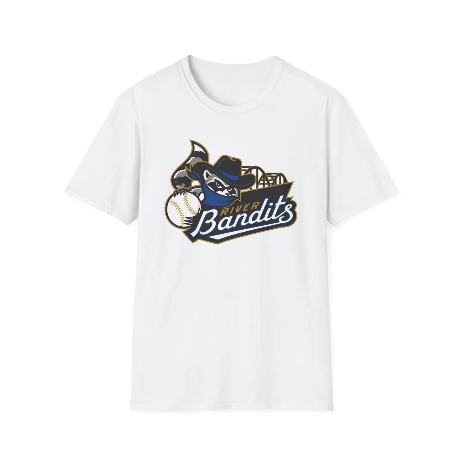 River Bandits Mascot Baseball T Shirt Team Logo vintage Washed Versatile Stretched Top For Everyday Wear graphic Comfortable