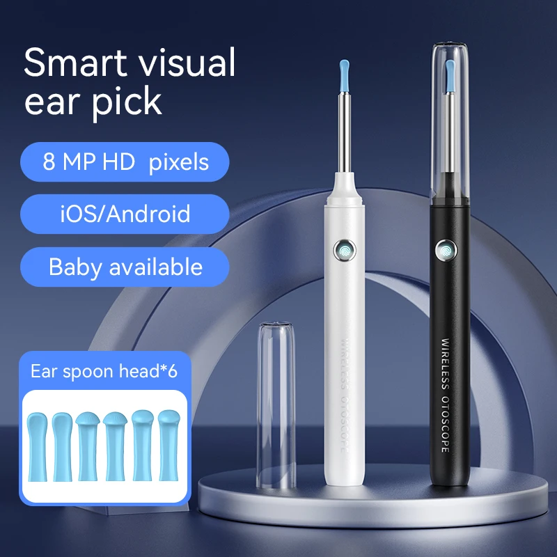 ELectronic Ear Cleaners Wifi Otoscope Ear Wax Removal Tool 8 Million Px Silicone Waterproof Smart Visual Ear Cleaner With Camera