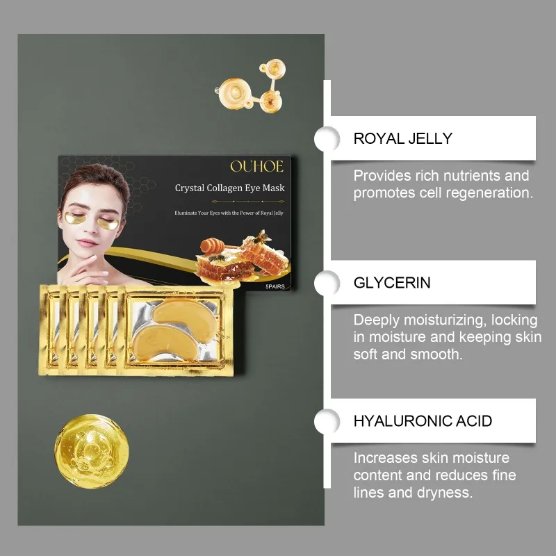 Crystal Collagen Eye Mask Moisturizing Anti Dark Circles Removal Eye Bags Eyes Gel Retinol Facial Anti Aging Beauty Care Patches