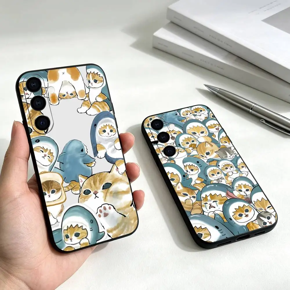 C-Cute cartoon M-Mofusand Phone Case For Samsung Galaxy A73,A72,A71,A70,A53,A52,A51,Soft Silicone Black Cover Gift