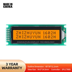 14-pinowy dwurzędowy moduł 1602H ekran z matrycą punktową pomarańczowe światło czarne znaki Lcd1602 ekran LCD 16*2 moduł