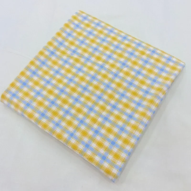 Cotton Washed Plaid Fabric By Meters for Bedding Dress Shirt Pillowcase Diy Sewing Cloth Yarn Dyed Soft Breathable Orange Green