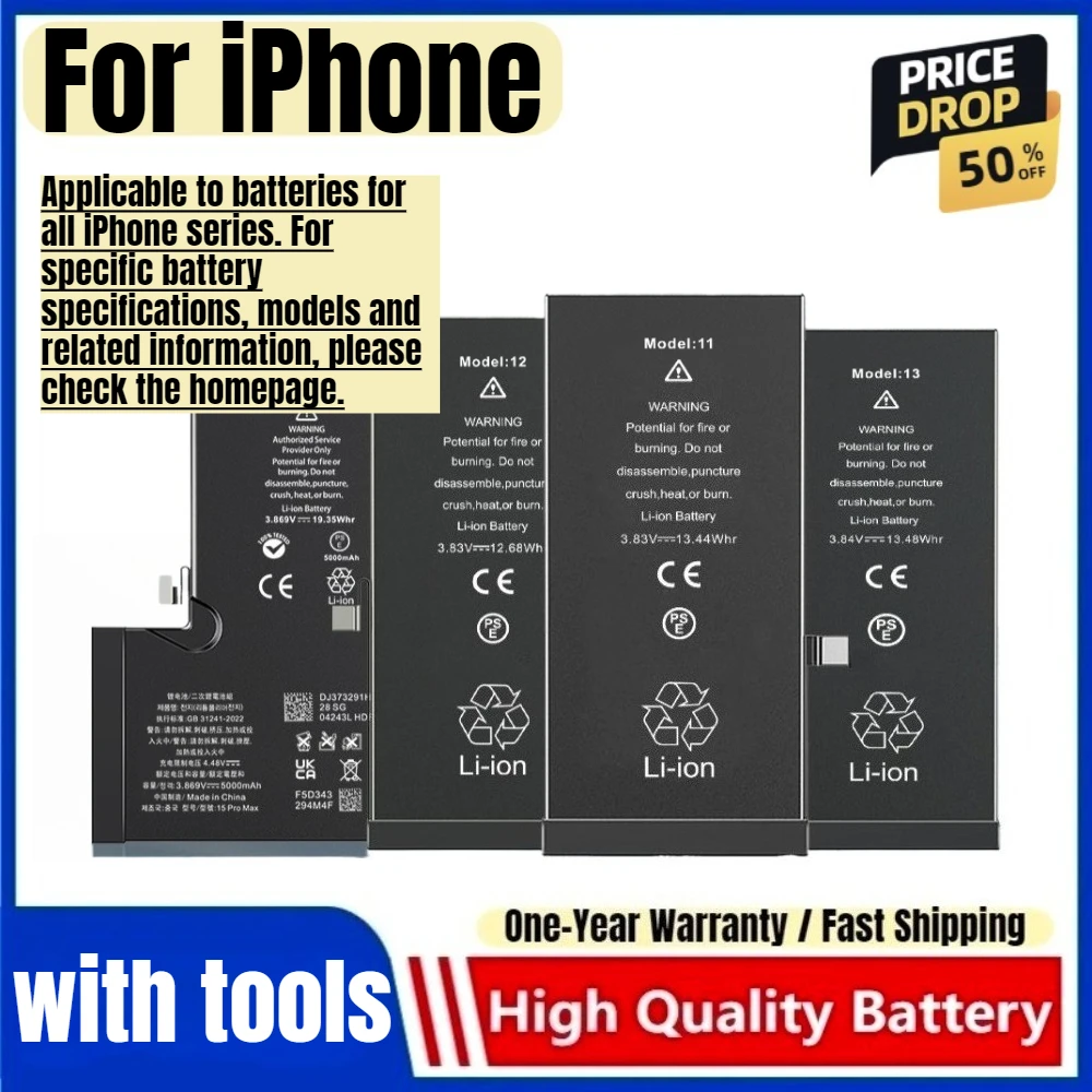 Battery for IPhone 6/6P/6S/6SP/7/7 Plus/8/8Plus/X/XS/XSMax/XR/11/11Pro/11ProMax/12/12 Mini/12Pro/12ProMax/13 Replacement Bateria