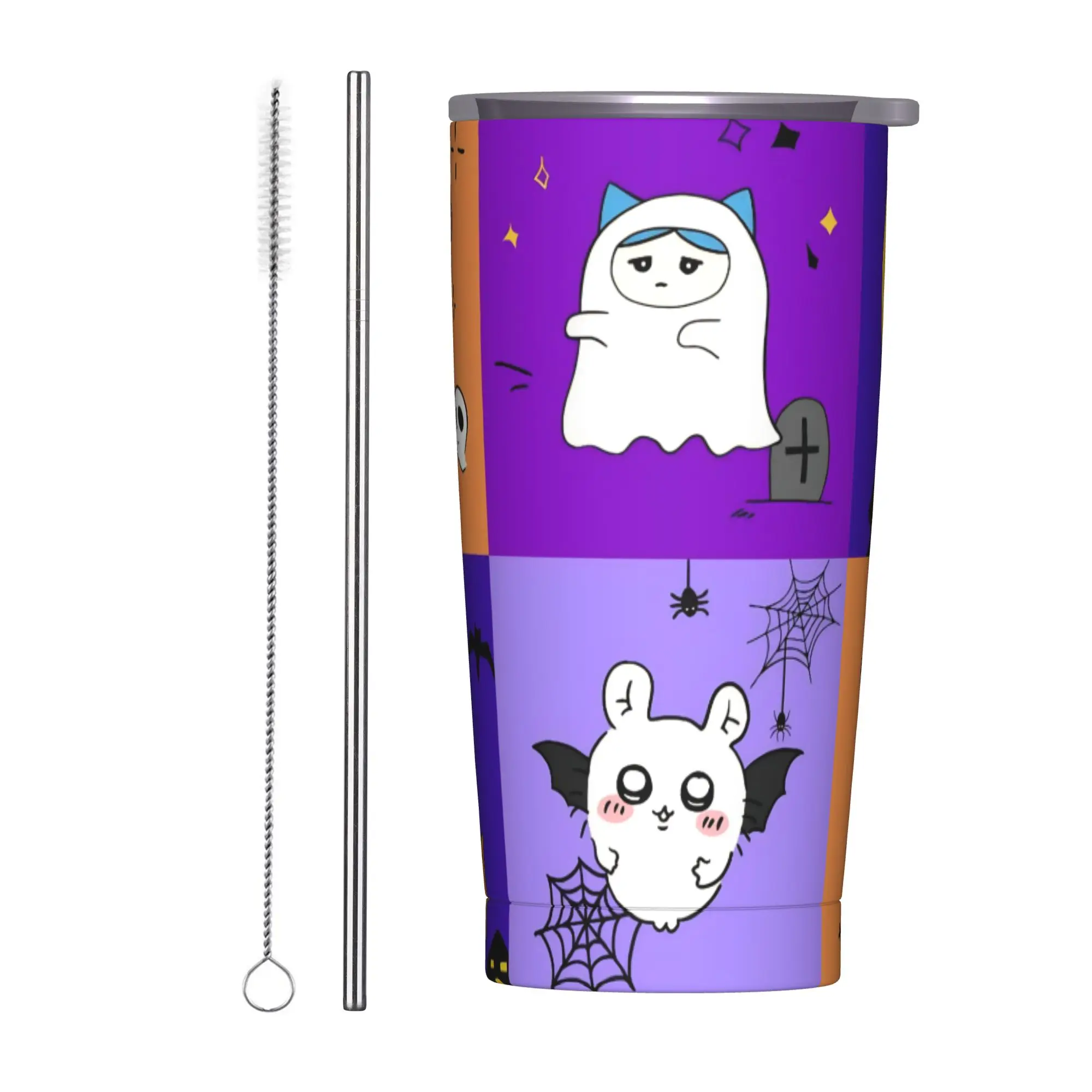 Stainless Steel Tumbler Chiikawas Halloween Kawaii Ghost Witch Coffee Mug  Insulated Cold Drink Car Mugs Travel Water Bottle
