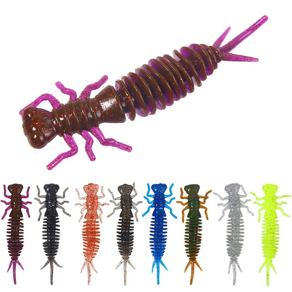 Wurm Larve Weiche Köder 55mm 75mm 100mm Künstliche Kunststoff Silikon Köder Swimbait Jigging Wobbler Bass karpfen Pesca Angelgerät – Detail 1