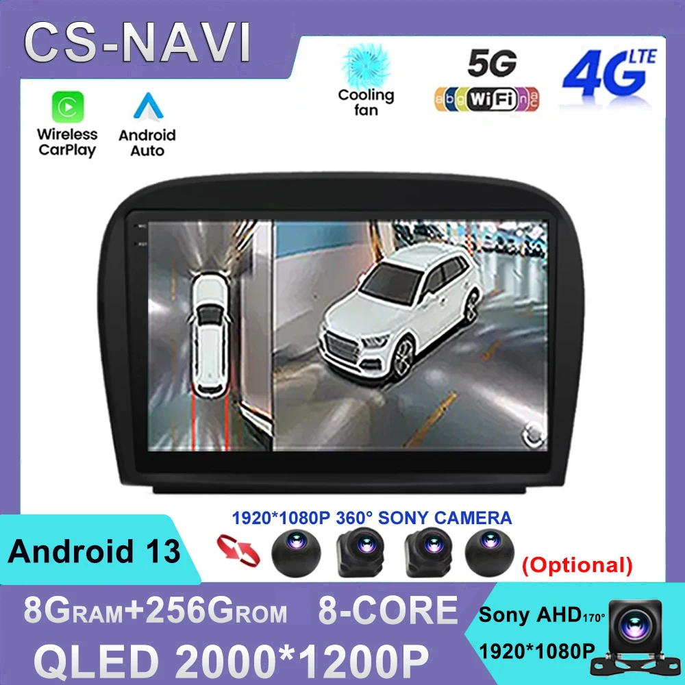 Android13 For Mercedes Benz SL R230 SL350 SL500 SL55 SL600 SL65 2001 - 2007 Carplay Car Radio Player GPS Navi Multimedia WIFI 4G