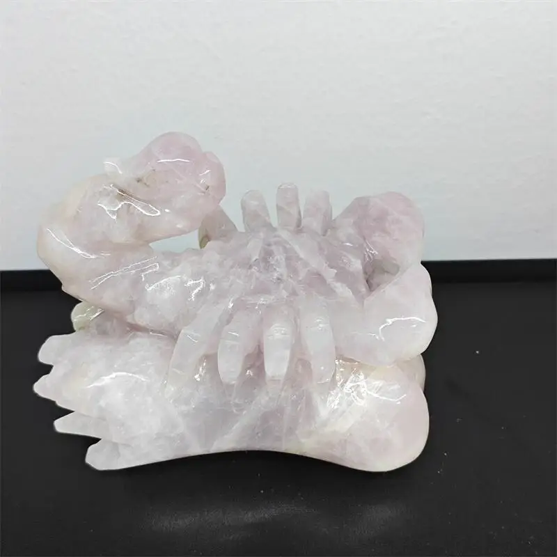 Natural Rose Quartz Scorpion Carving Healing Crystal Gemstone Collectible Home Decoration Holiday Gift 1PC