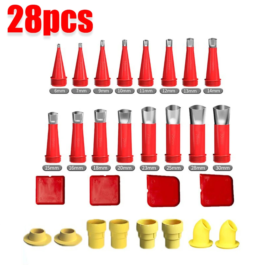 

28pcs Stainless Steel Caulking Finisher Caulk Nozzle Applicator Glue Silicone Caulking Tools Sealant Kitchen Bathroom Sink Joint
