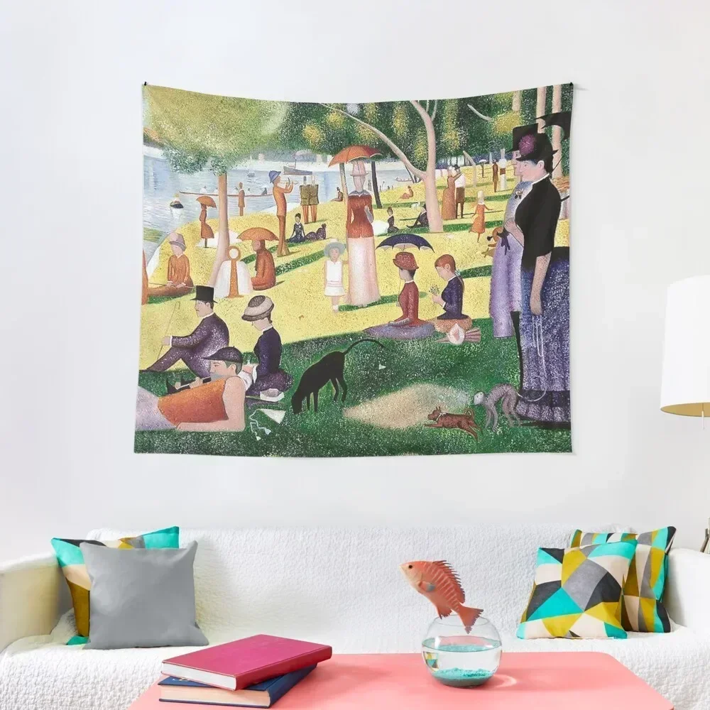 Georges Seurat A Sunday Afternoon on the island of la grande jatte famous painting Tapestry Decorations For Room Tapestry