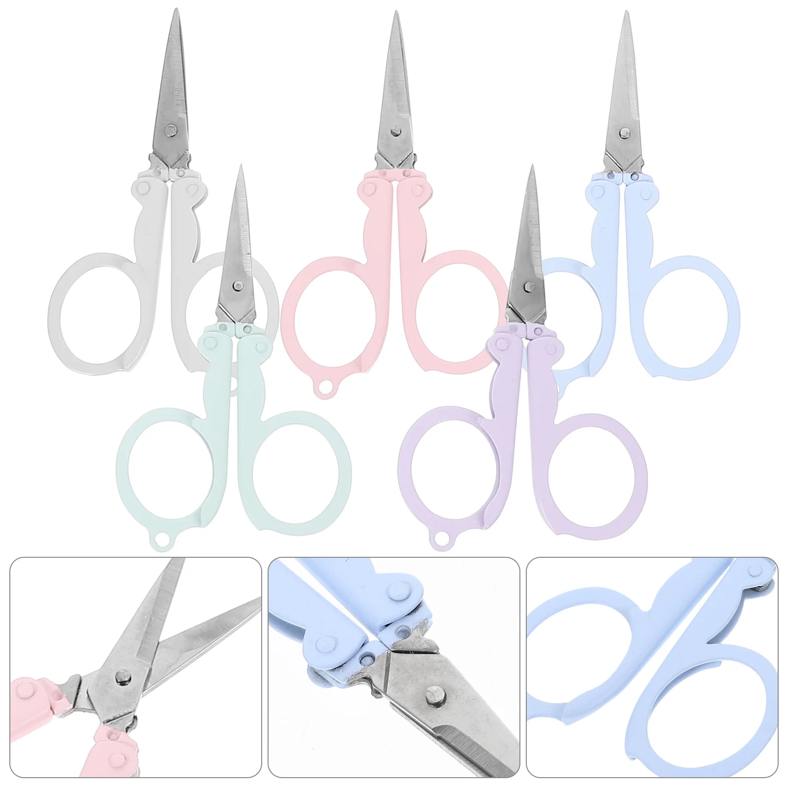 5Pcs Folding Scissors Compact Travel Scissors Small Portable Sewing Yarn Thread Cutter for Home Office Classroom Use