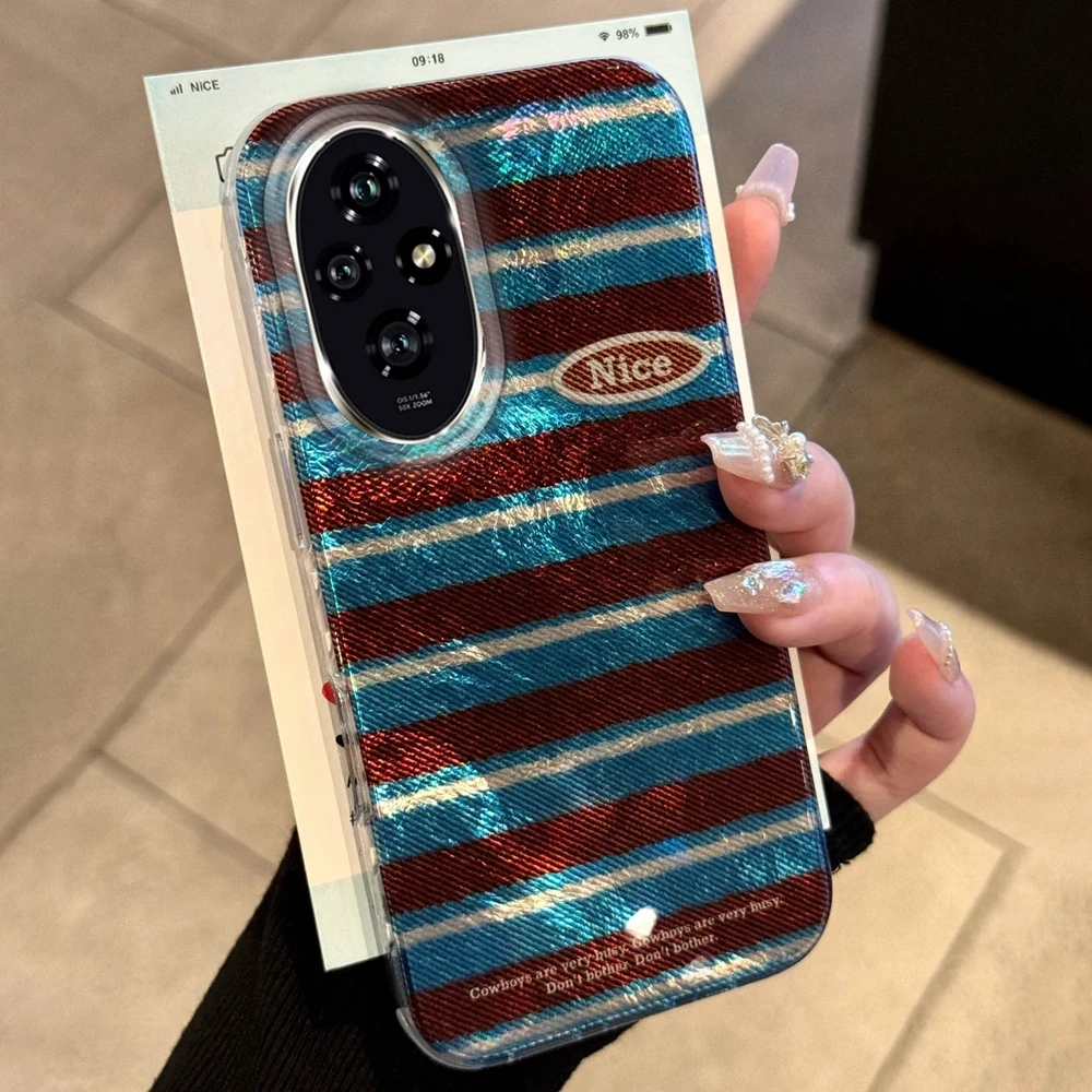 

Red Blue Stripe Phone Case For Huawei Honor 400 200 Pro Magic7 6 5 Lite 90 Smart X7c X9c X9a X8a X8b X8c Girls Funda Cover Coque