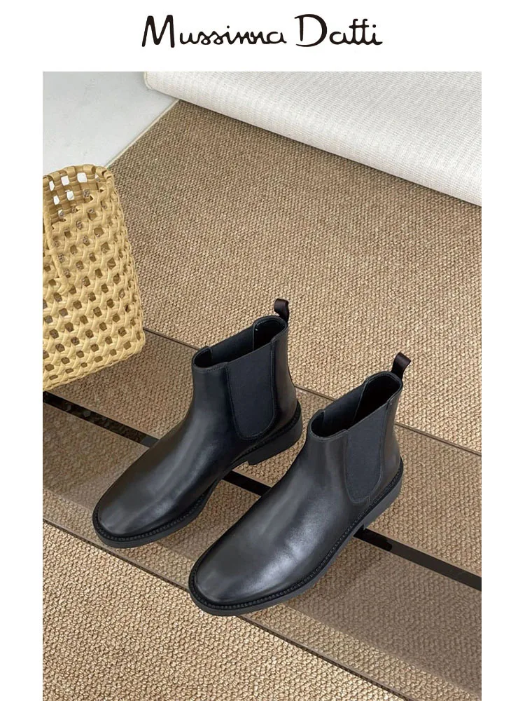 Murrinna Daffi Chelsea Boots Genuine Leather Ankle Boots for Women Winter Female Autumn Fashion Black Booties Women Shoes