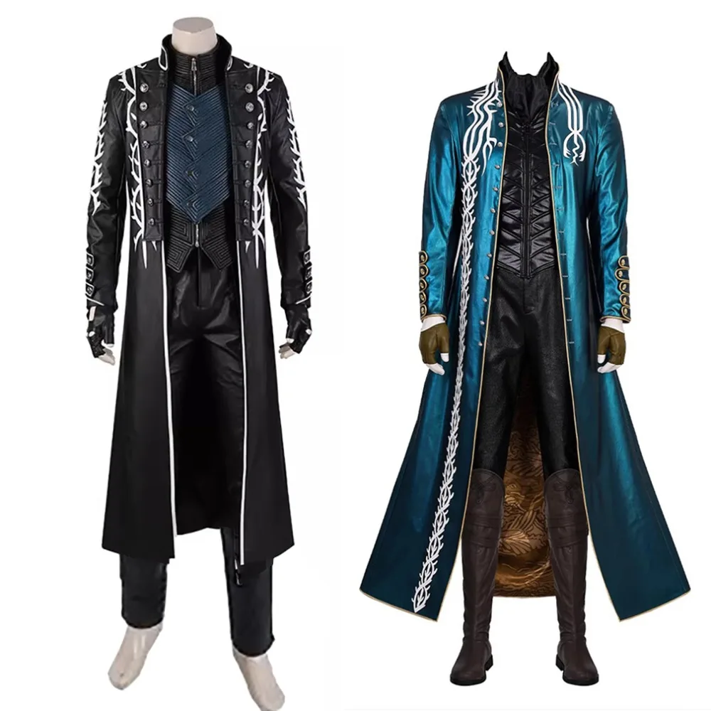 

Игра Virgil Косплей Костюм Вергила Пальто Пальто Длинная Синяя Куртка Вечеринка Хэллоуин Наряд Костюм