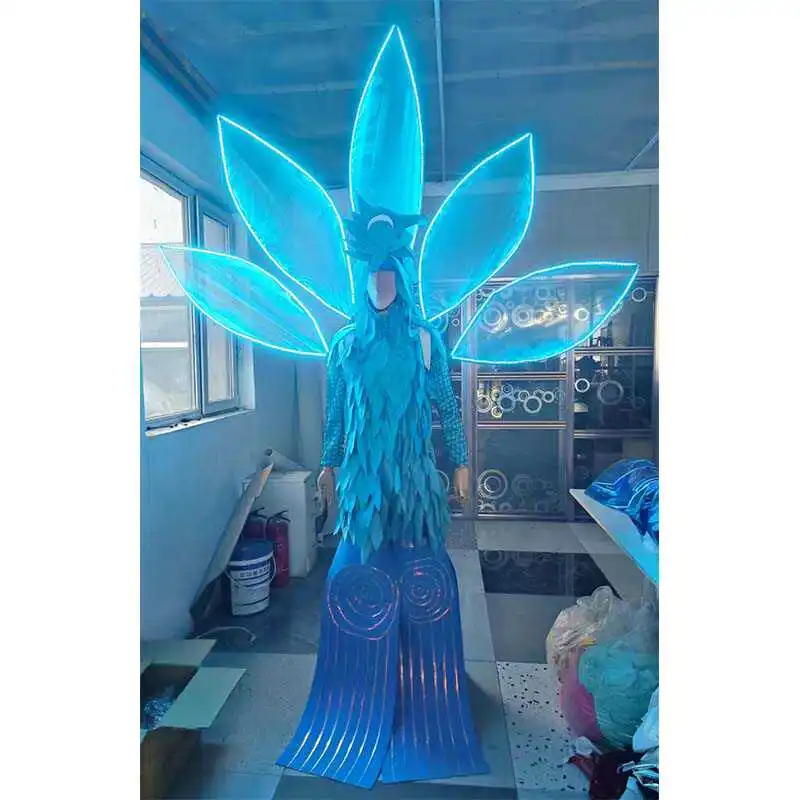 

Синий модный костюм с цветочным принтом для ночного клуба, диджея-бара, певицы DS, одежда для выступлений, одежда для выступлений на сцене