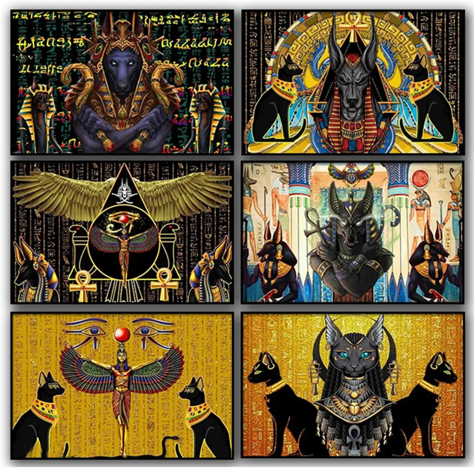 Ancient Egyptian Cat Bastet Goddess of Isis Anubis diamond painting New Diy cross stitch Mosaic Mysterious Text Home decor