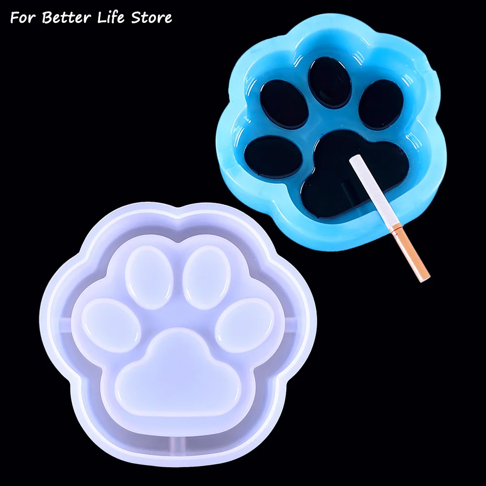 1Pc115G Transparent Soft Silicone Cat Paw Ashtray Resin Mold  For DIY UV Epoxy CraftsCrystal  Home Decoration Easy Film Removal