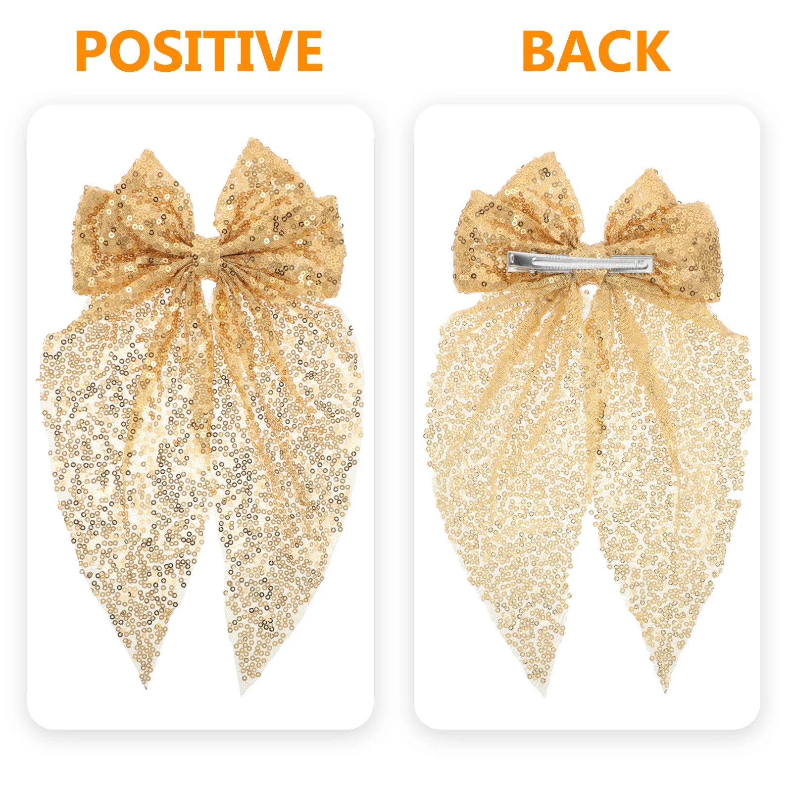 ゴールドのスパンコールのリボンヘアクリップ、大きなキラキラヘアピン、女性用、特別な機会のためのファッショナブルなヘアアクセサリー、エレガントなアップスタイル