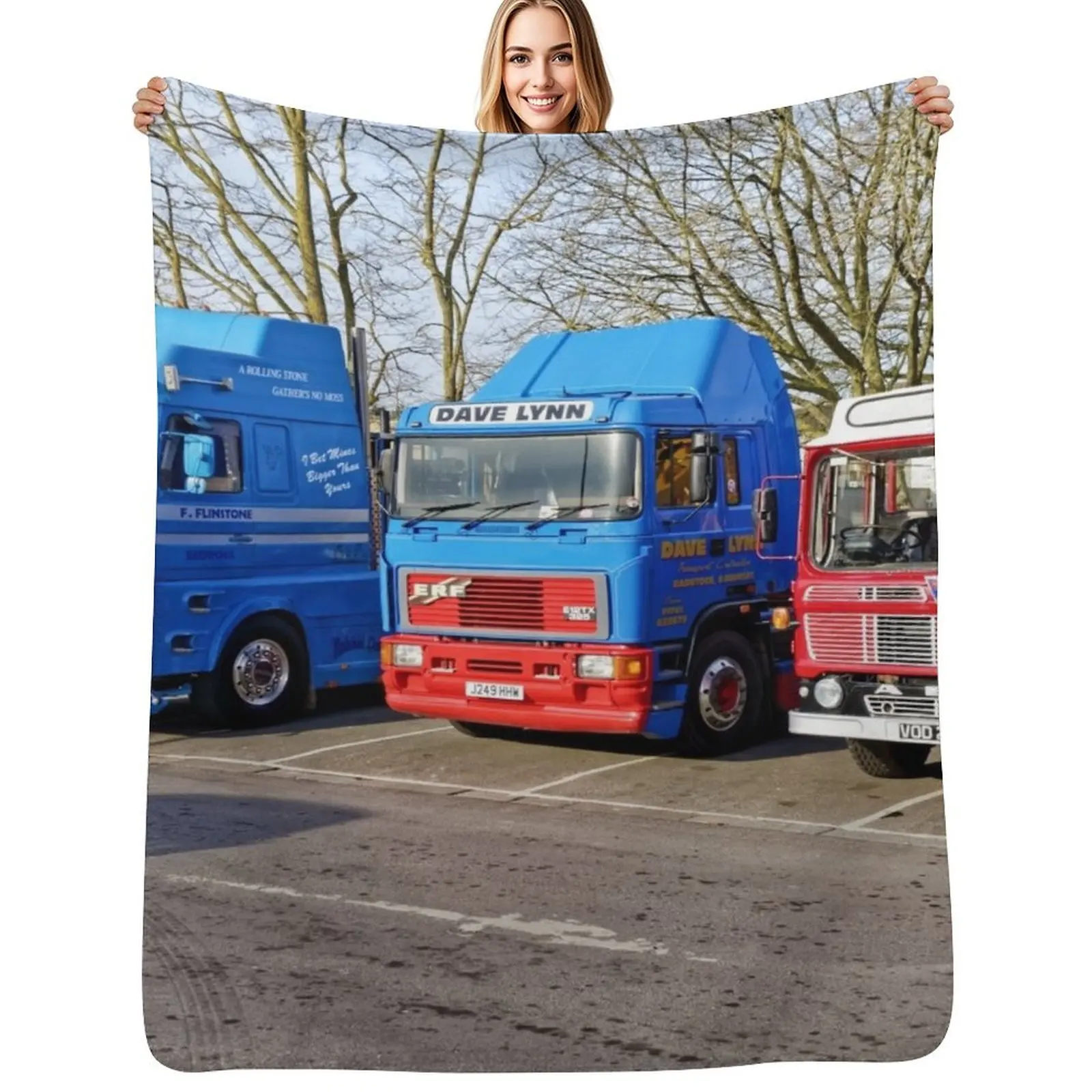 

Classic Commercial Lorries Throw Blanket Furry decorative bed plaid Custom Blankets