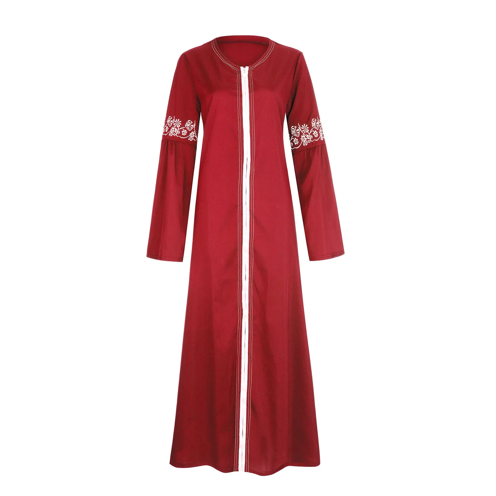 Robe longue à manches longues pour femmes, imprimé floral, maxi, décontractée, musulmane, kaftan, vacances, soirée, vêtements éducatifs