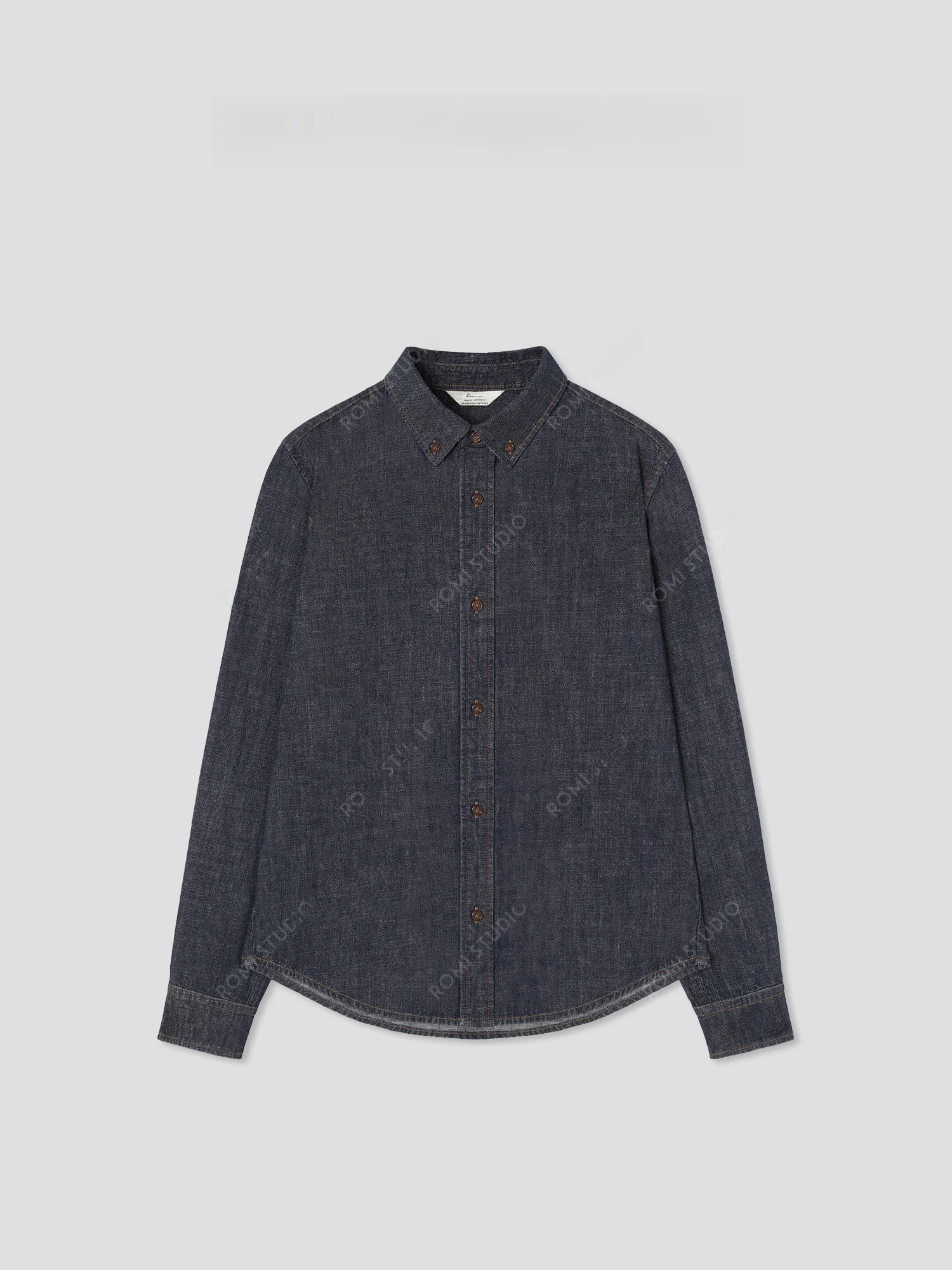 

Romance Studio Casual Vintage Pure Cotton Collar Soft Waed Denim irt Women's Loose Fit Long Sve Breathable Skin-F...