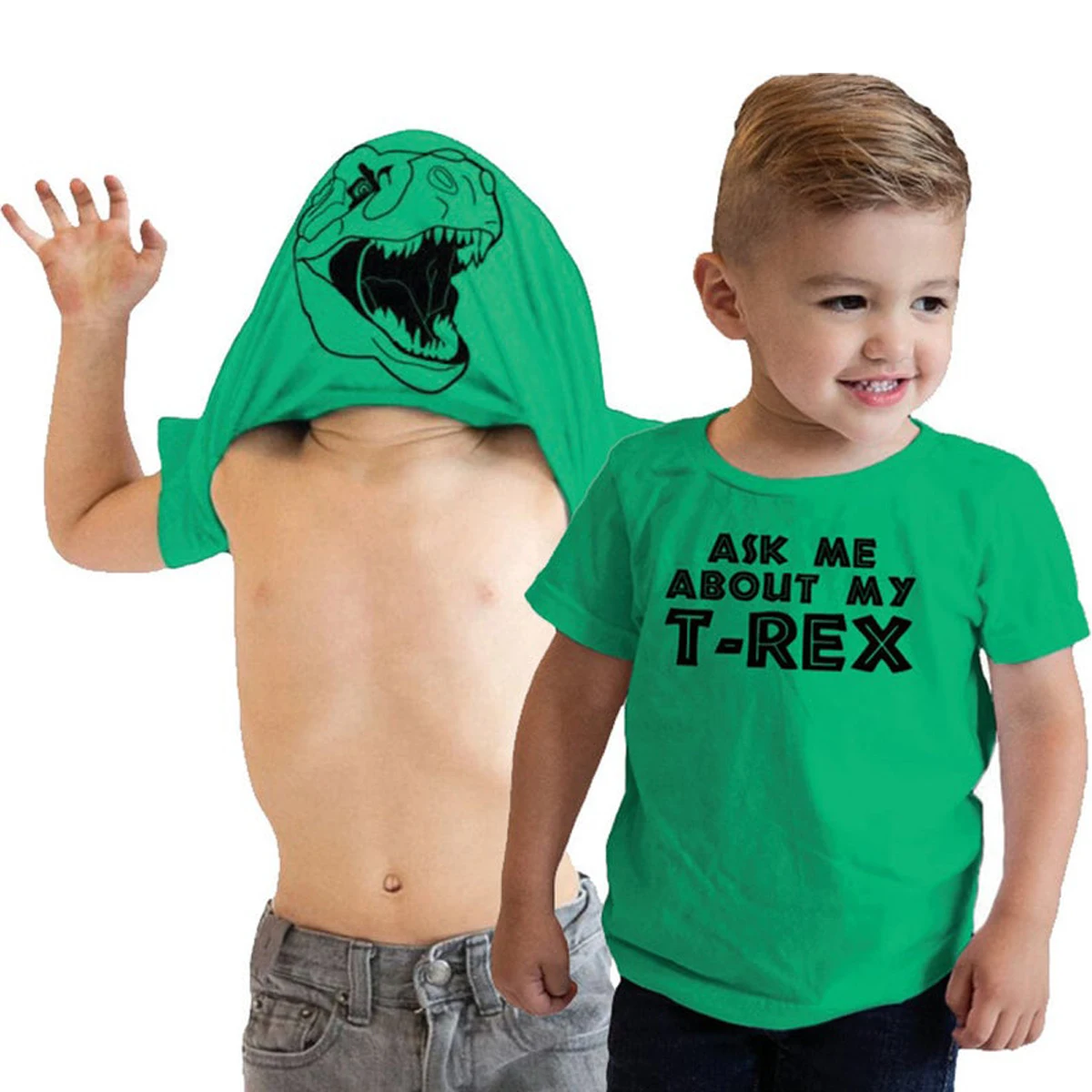 Ask Me About My T-Rex Kids T-Shirt Letter Print Dinosaur Short Sleeve Cotton Tees Toddler Boys Summer Casual Children Daily Tops